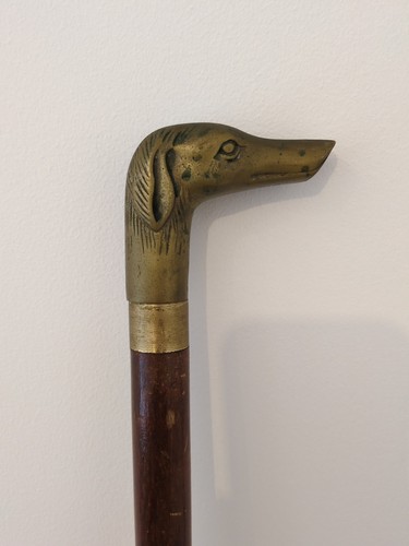 Vintage wood brass greyhound - brass,