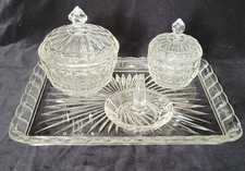 Clear glass dressing table set