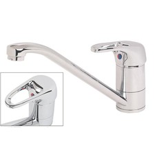 Mixer Kitchen Tap Mono Single Lever Chrome Ceramic Disc Valves Swivel Spout 7bar