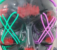 Halloween Mask Purge Inspired LED Scary Neon Light Up Costume / Cosplay. UK (bc)
