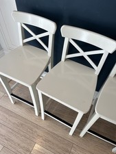 Set of 4 x IKEA INGOLF bar stool with backrest 40x45x91 cm white 