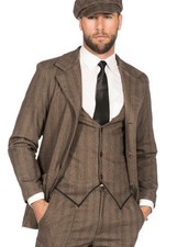 Mens Deluxe 1920s Peaky Blinders Brown Gangster Suit Jacket INCLUDES JACKET ONLY