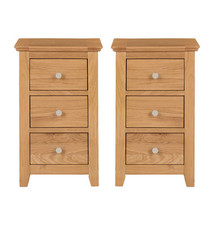 Pair of Small Oak Bedside Table | Narrow Side/Lamp Nightstand | Solid Wood Ca...