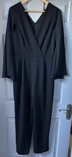 Monsoon Women's Jumpsuit, Size 14, Black With   Chiffon Cape Detail.