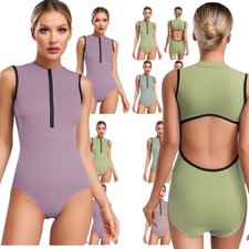 Women Bodysuit Front Half Zip