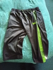 EVERLAST Shorts Mens Polyester Drawstring Black Green Large L 