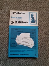 Southdown, East Sussex Bus Timetable. February 1974