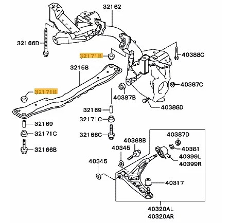 Bushing front cross member - cross,