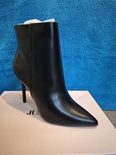 Just Fab Black Onyx Booties Fatima Size 5.5 Heeled Ankle Boots Brand New Boxed