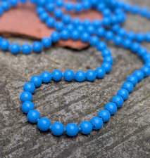 Vintage 1970's ORIGINAL Blue Poppet Popper Plastic Necklace  (J186)