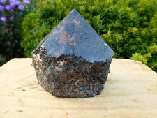 Large Heavy Black Tourmaline Crystal Cut Base Point 730g  85mm x 85mm  Brazil