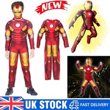 Kids Deluxe Iron Man Halloween Avengers Child Cosplay Fancy Dress Suit UK Stock