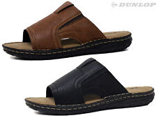Dunlop Mens Sandals Sliders Faux Leather Memory Foam Slip On Casual Shoes
