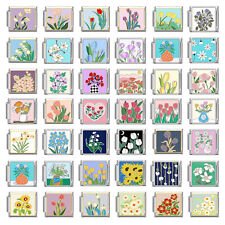 Floral Italian Charm Fits for 9mm Italian Nomination charm bracelets Xmas Gift