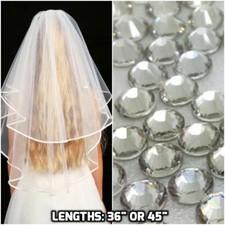 Girls 2 Tier White First Holy Communion Veil with Diamante Crystals Wedding Girl