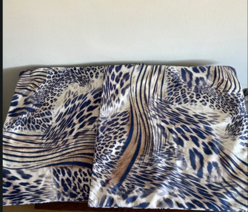 Pair leopard print throw - of,