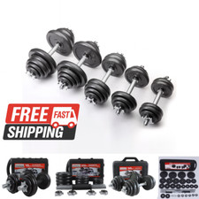 Adjustable Cast Iron Dumbbell Barbell Set 15-50KG Home Gym Weights - Box Damage