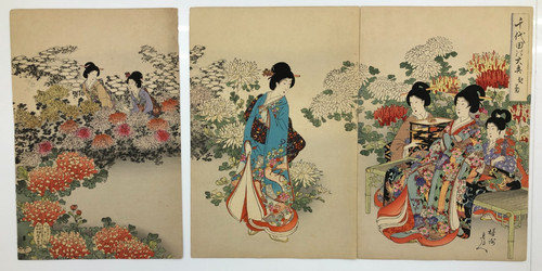 Chikanobu woodblock print - woodblock,