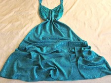 Vintage Victoria's Secret Nightdress L Jade Bias Satin Sequin Lace Thigh Slit