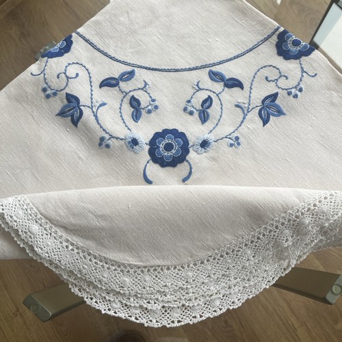 Vtg pure linen tablecloth - linen,
