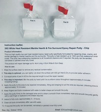 38g White Heat Resistant Marble Hearth & Fire Surround Epoxy Repair Putty - Chip