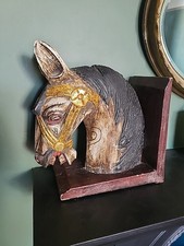 Vintage Carved Hand Painted Fairground Style Horses Head Sculpture