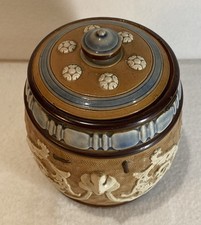 Doulton Lambeth Antique Tobacco Jar & Lid Pinned Repair, Priced Accordingly RARE