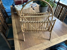 VINTAGE  STORAGE Magazine Paper Books Record Rack Bamboo Folding Cane Strong VGC