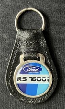 FORD ESCORT RS 1600I RALLYE SPORT MOTOR CAR VINTAGE LEATHER KEY RING FOB BADGE