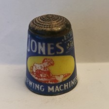 Vintage Sterling Silver Enameled Thimble Advertising Jones Sewing Machines