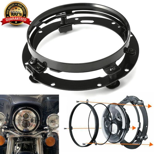 Black round headlight mount - black, 7"
