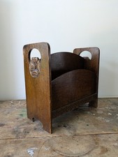 Antique Art Deco Oak Newspaper Stand 1930's Canterbury Carved Rose Magazine Rack