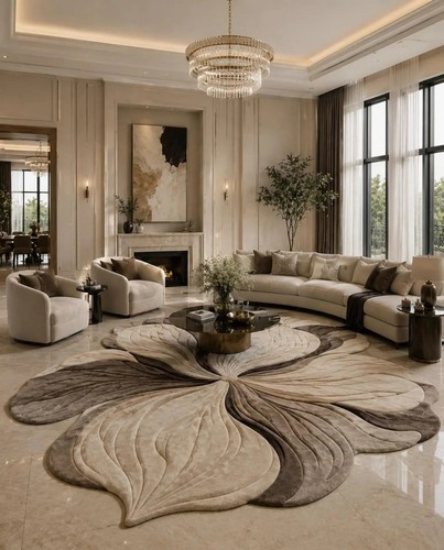 Hand tufted wool flower - tufted,