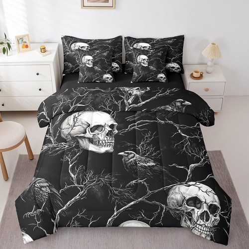 Gothic skull comforter set - comforter,