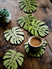 6PCS Bamboo Coaster Set Green