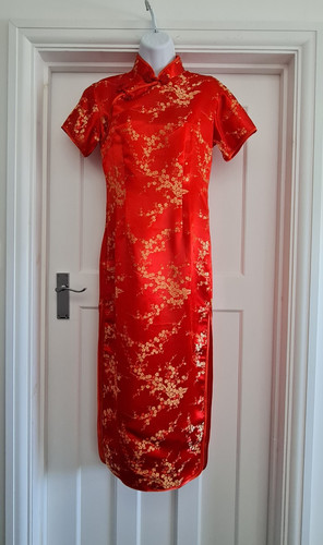 Red gold qipao cheongsam - &, qipao/cheongsam