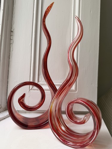 Pair red swirl - red, glass