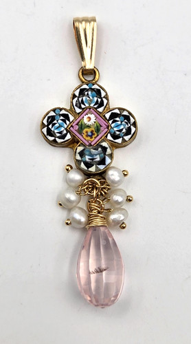 Micro mosaic pendant - pendant, rose