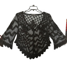 Pretty Angel Shrug Black Lace Button Enclosure Size Small