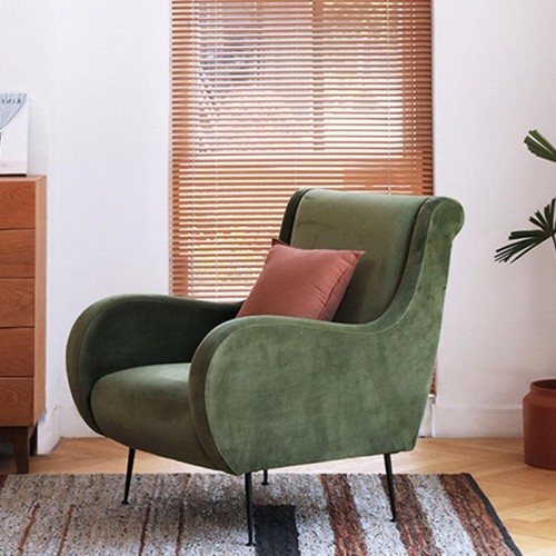 Green velvet curved armchair - armchair, |