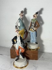 Vintage Clown Figurines – Set of 3 Hand-Painted Ceramic  14cm Circus Clowns