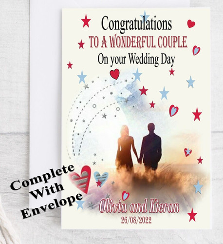 Personalised wedding day card - personalised,