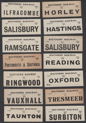 Fourteen old luggage labels - fourteen,