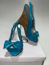 Cato Women's Turquoise Cork Wedge Heel Strap Slide Sandal Size US 7