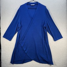 Heather Valley Wrap Top XXL Colour Blue V Neck Asymmetrical hem 3/4 Sleeves