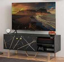 TV Unit Stand Cabinet Sideboard Shelves Display Marble Effect for 45 50 inch