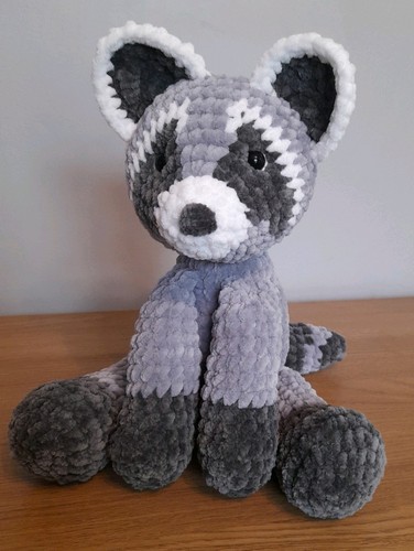 Crocheted plush floppy racoon - crocheted,