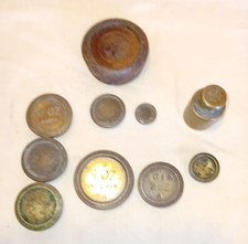 COLLECTION USED BRASS WEIGHTS FOR VINTAGE SCALES    (WB)