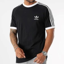 Adidas Originals Men’s 3 Stripes Cotton T-shirt Crew Neck Short Sleeve Top