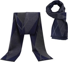 Mens Scarf Grey Blue Geometric
